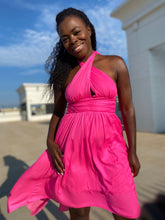 Load image into Gallery viewer, Sienna Halter Pink Midi Dress