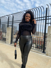 Load image into Gallery viewer, Sheer Foxy black feather Top