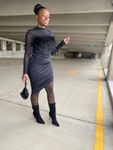 Load image into Gallery viewer, Sheer Foxy black feather Top