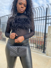 Load image into Gallery viewer, Sheer Foxy black feather Top
